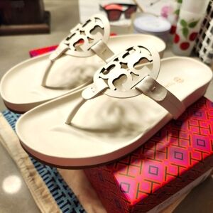 NIB Tory Burch Ivory Miller Cloud Sandals 8.5